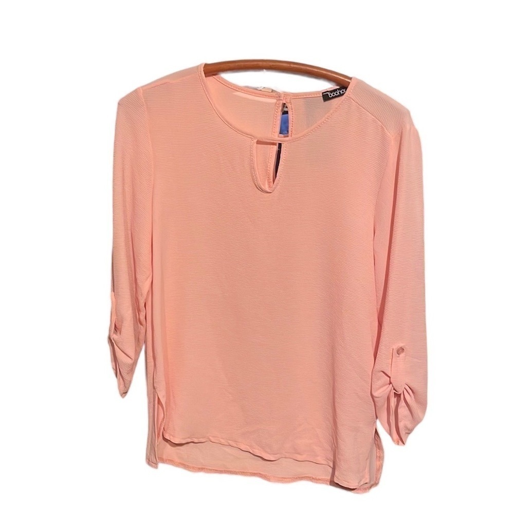 NWT Boohoo Keyhole Pink Blouse Size 8